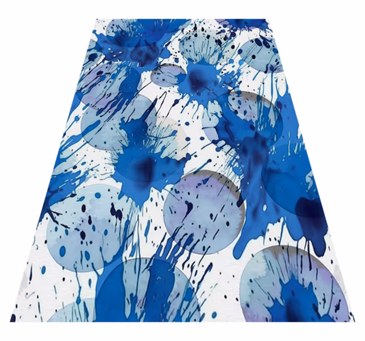 Alfombra vinilo baño círculos de tinta azul - TenVinilo