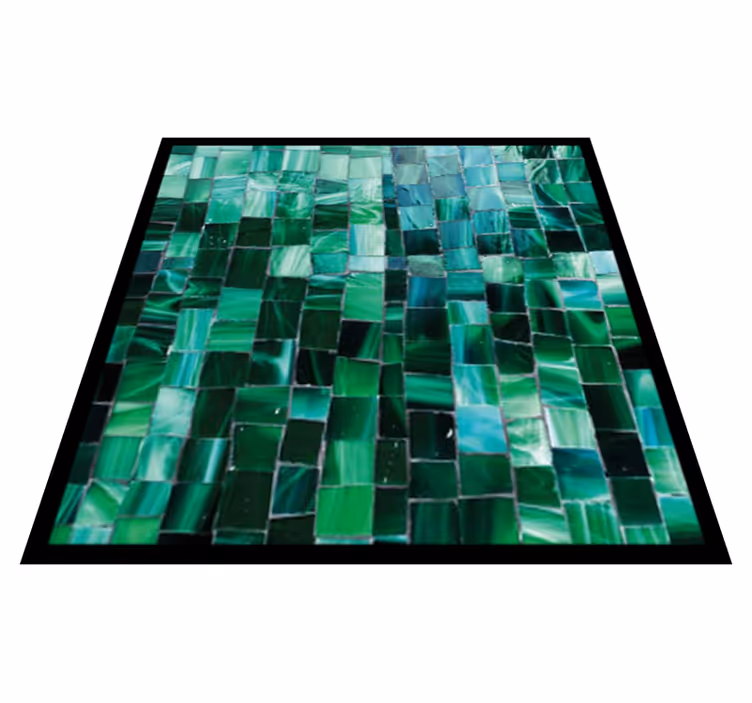 Alfombra vinilo baño mosaico verde degradado - TenVinilo