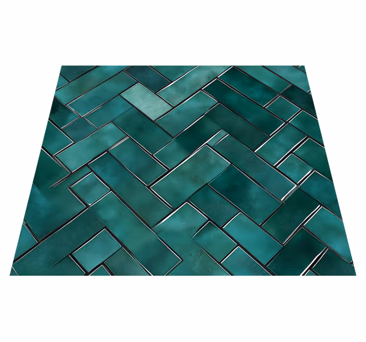 Alfombra vinilo baño espiga verde - TenVinilo