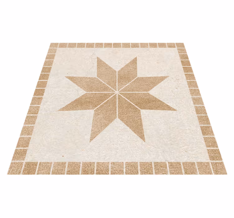 Alfombra vinilo baño azulejo estrella marrón - TenVinilo