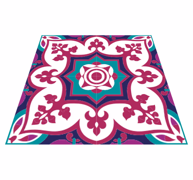 Alfombra vinilo baño patrón de azulejos marroquí rosa - TenVinilo