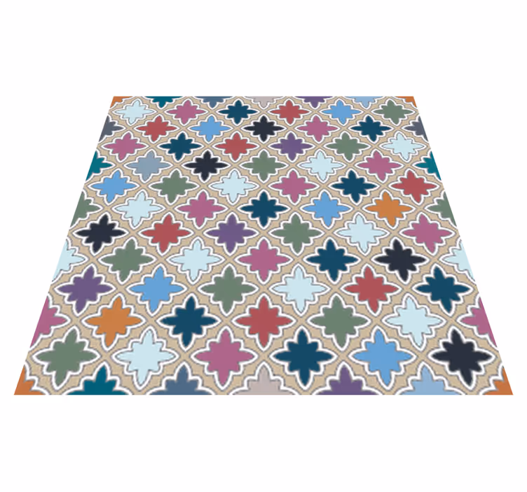 Alfombra vinilo baño diseño vintage colorido azulejos - TenVinilo