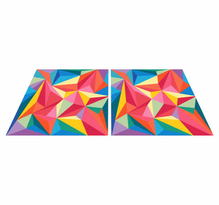 Alfombra vinilo baño imagen geométrica multicolor - TenVinilo