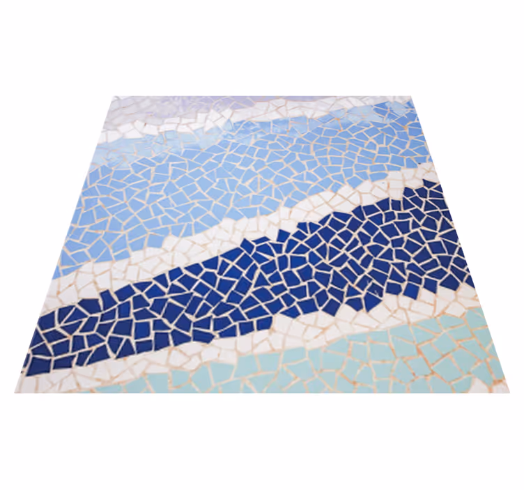 Alfombra vinilo baño azulejos irregulares pequeños azules - TenVinilo