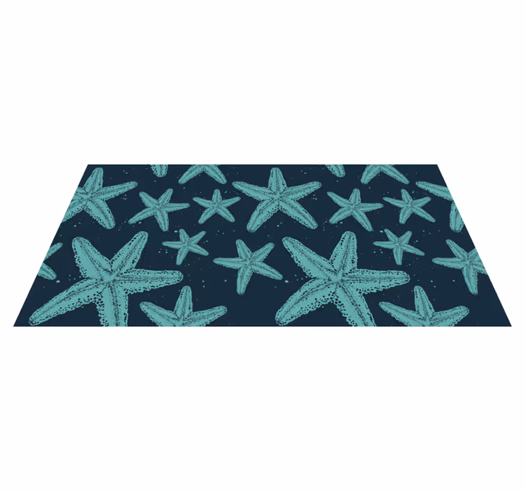 Alfombra vinilo baño estrella de mar tonos azules - TenVinilo