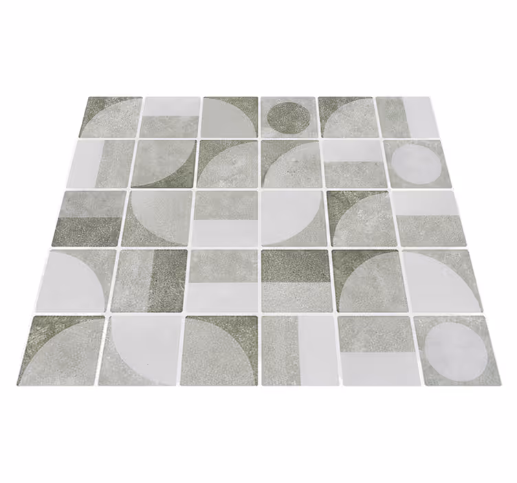 Alfombra vinilo baño formas entrelazadas en gris - TenVinilo