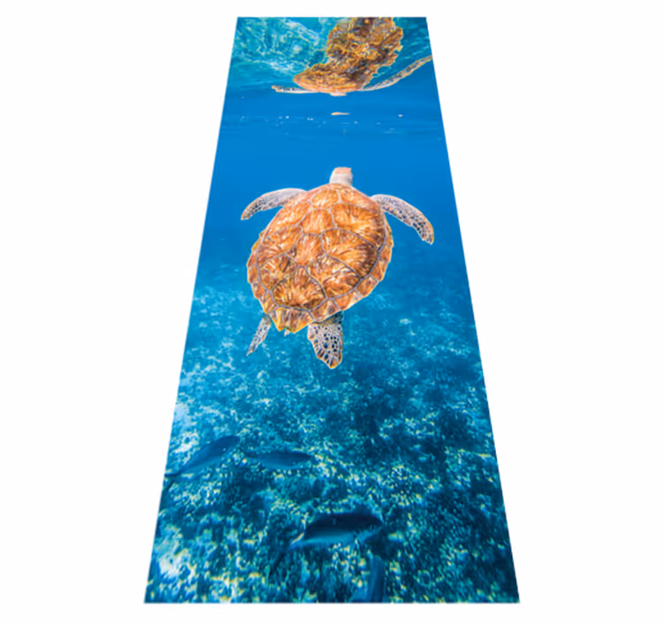 Alfombra vinilo baño tortuga hermosa bajo el agua - TenVinilo