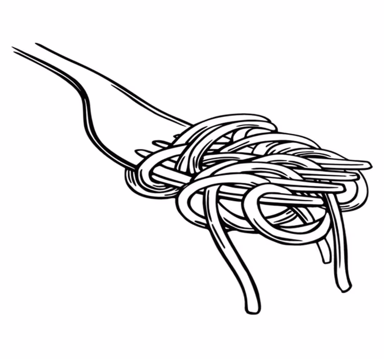Alfombra vinílica cocina estilo grabado tenedor spaghetti - TenVinilo