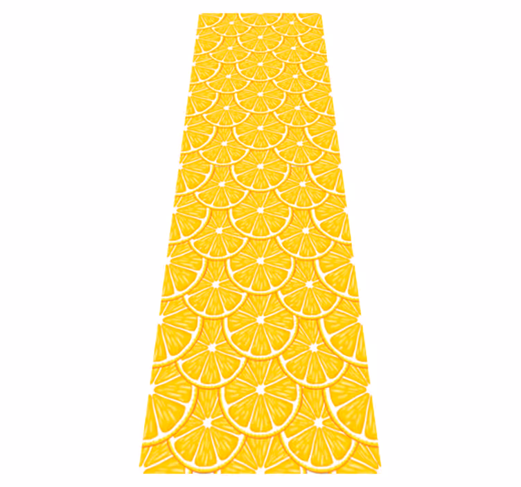 Alfombra vinílica cocina patrón naranja frigorífico - TenVinilo