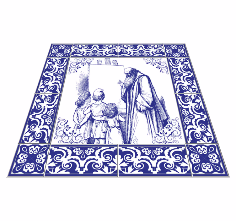 Alfombra vinílica cocina delfts azul maestro - TenVinilo