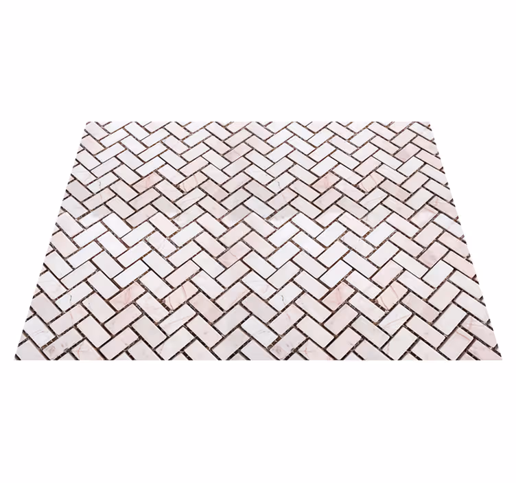 Alfombra vinílica cocina azulejos de mármol en espiga - TenVinilo