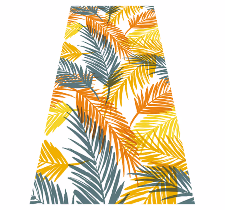 Alfombra vinílica cocina diseño tropical hojas palmera - TenVinilo