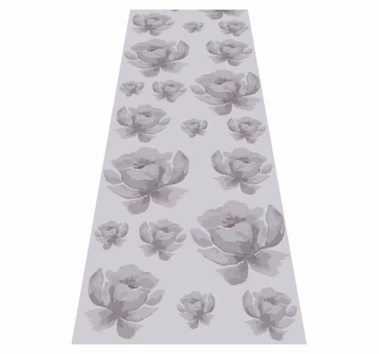 Alfombra vinílica dormitorio patrón floral gris años 80 - TenVinilo