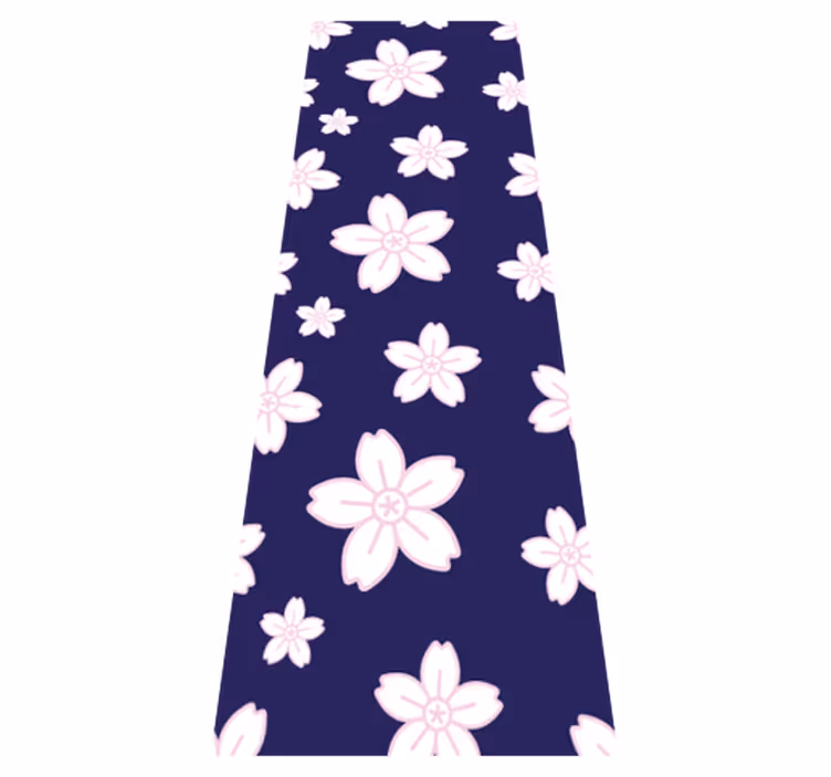 Alfombra vinílica dormitorio patrón vintage flores azul - TenVinilo