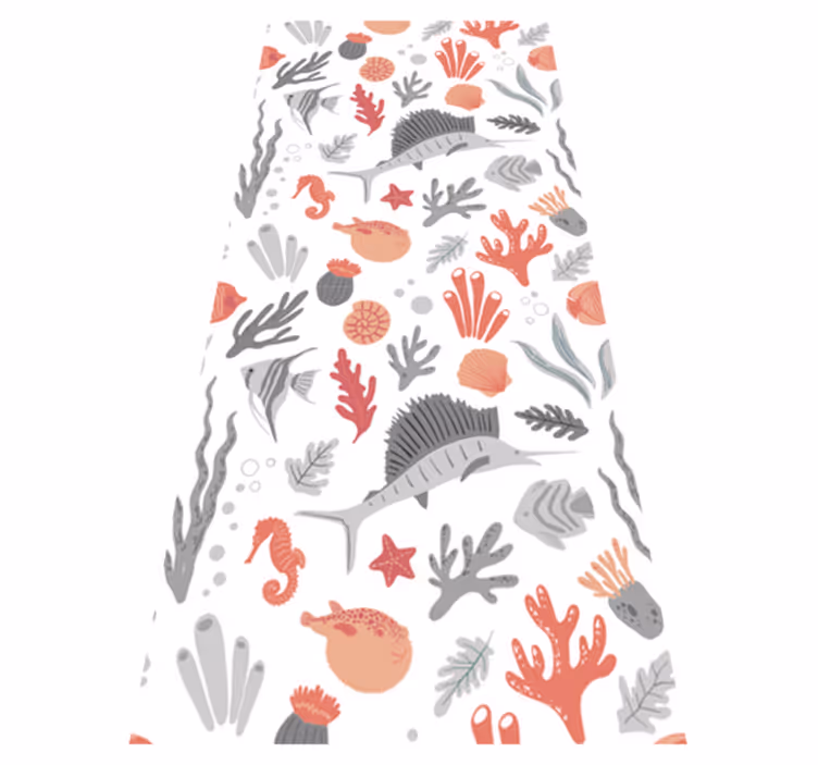 Alfombra vinílica dormitorio ilustración vida marina - TenVinilo