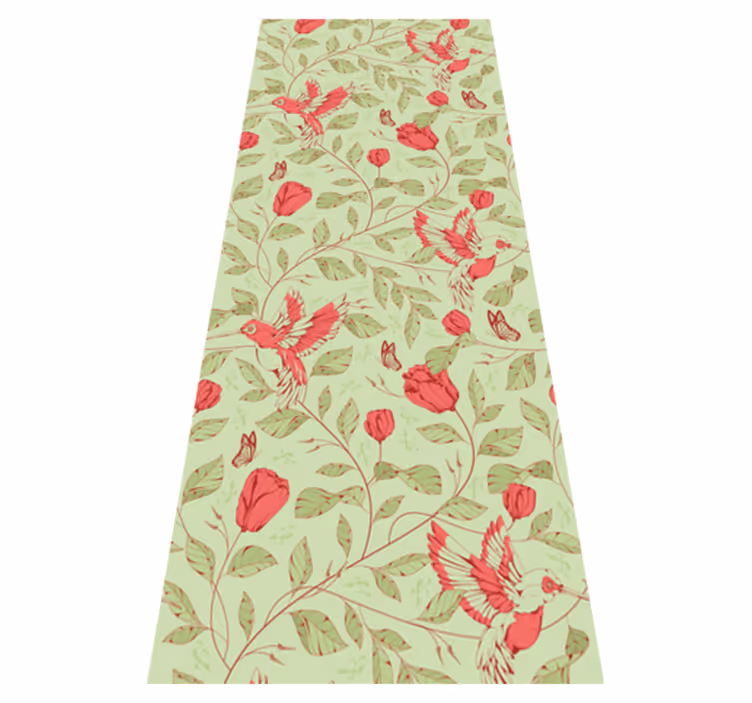 Alfombra vinílica dormitorio patrón tulipanes rojos - TenVinilo