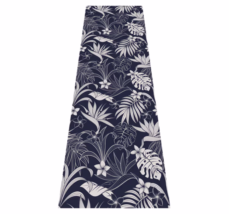 Alfombra vinílica dormitorio patrón tropical gris hamptons - TenVinilo