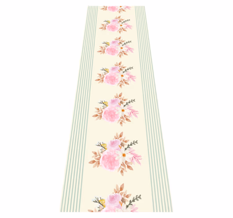 Alfombra vinílica dormitorio patrón floral rayas provenzal - TenVinilo