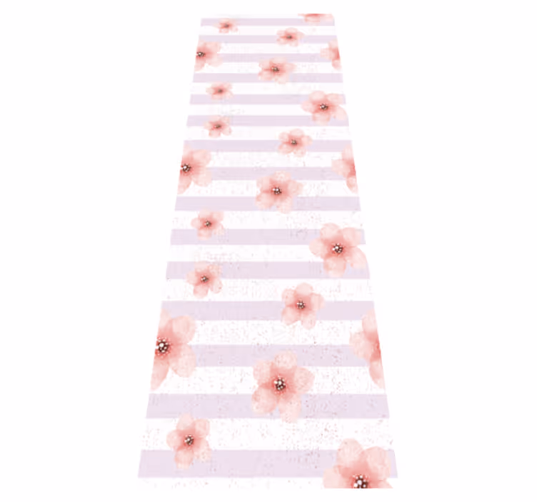 Alfombra vinílica dormitorio shabby chic con rayas rosas - TenVinilo