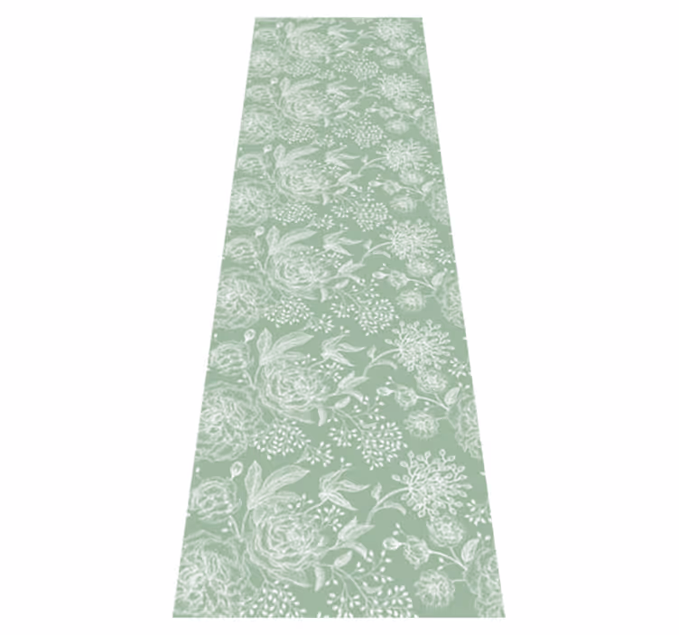 Alfombra vinílica dormitorio estilo floral verde - TenVinilo