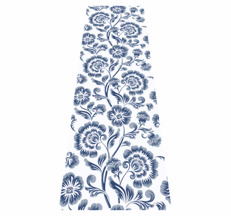 Alfombra vinílica dormitorio flores azules vintage - TenVinilo