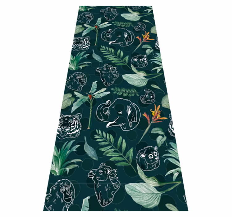 Alfombra vinílica dormitorio patrón de animales y árboles - TenVinilo