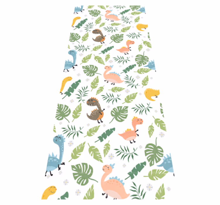 Alfombra vinílica dormitorio bosque con dinosaurios - TenVinilo