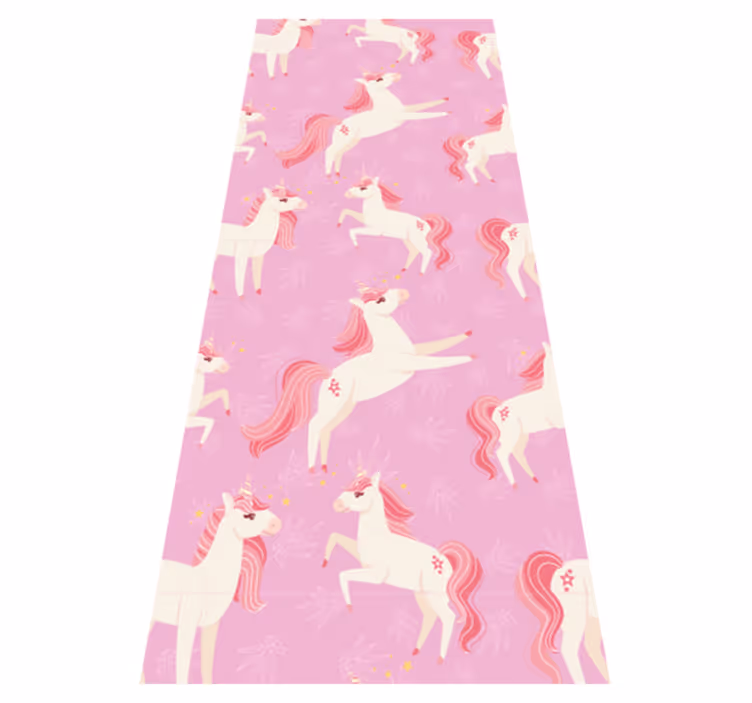 Alfombra vinílica dormitorio pastel unicornios con plantas - TenVinilo