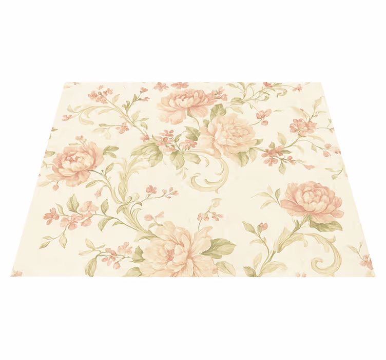 Alfombra vinílica dormitorio rosa claro floral vintage - TenVinilo
