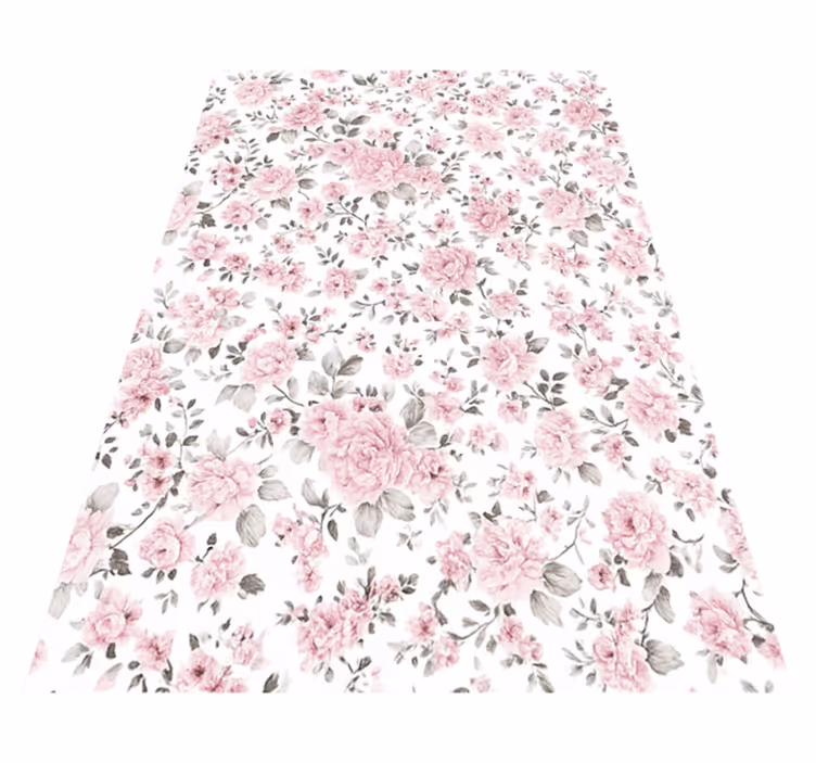 Alfombra vinílica dormitorio diseño de flores retro grandes - TenVinilo
