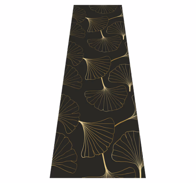 Alfombra vinílica oficina hojas de ginkgo charcoal gold - TenVinilo