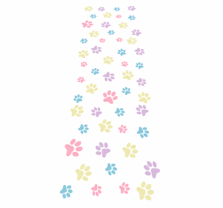 Alfombra vinílica dormitorio patas de perro coloridas - TenVinilo