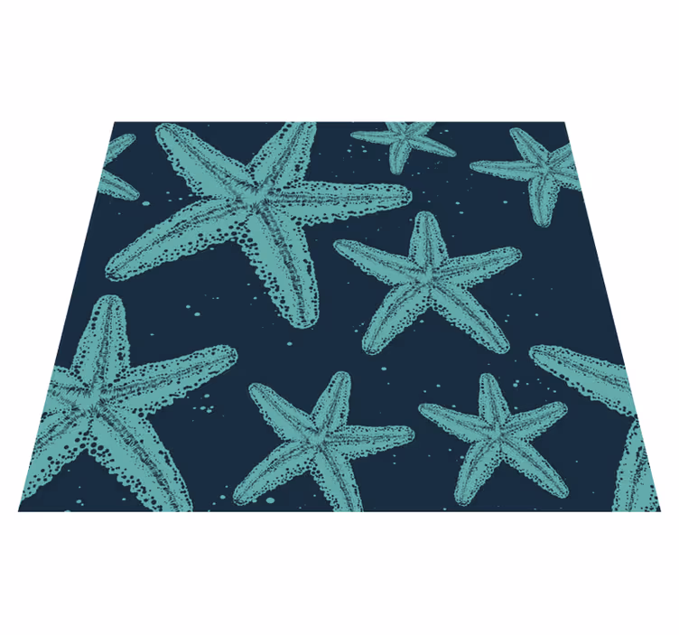 Alfombra vinílica dormitorio estrellas de mar azul - TenVinilo