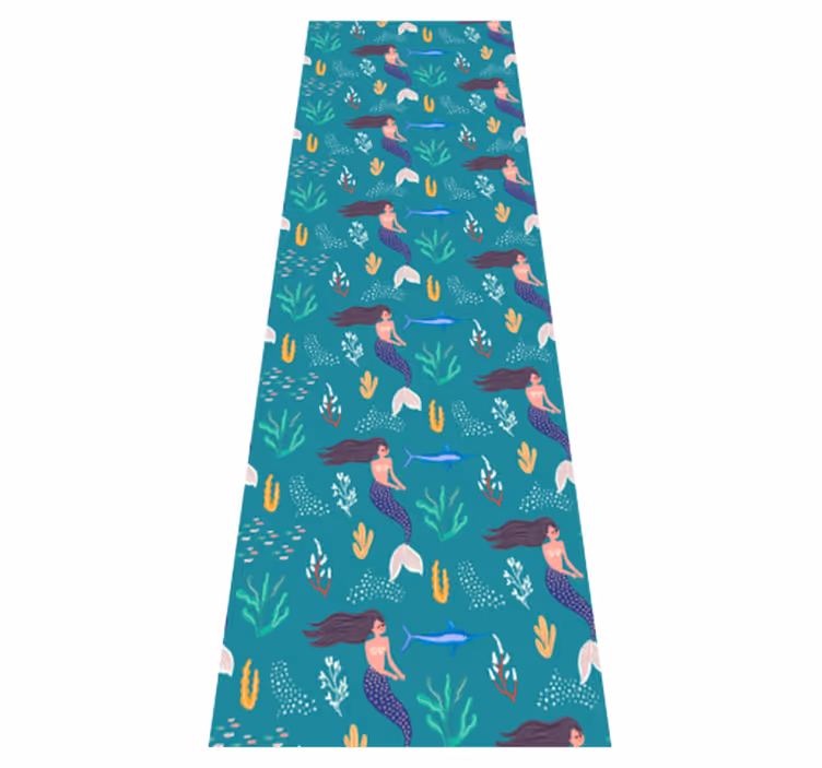 Alfombra vinílica dormitorio sirenas y peces espada - TenVinilo