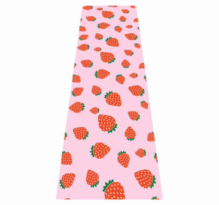 Alfombra vinílica dormitorio estampado de fresas sobre fondo rosa - TenVinilo
