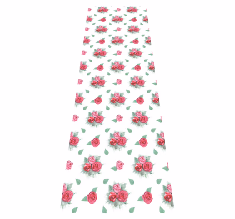 Alfombra vinílica dormitorio con patrón de rosas rosas y rojas - TenVinilo