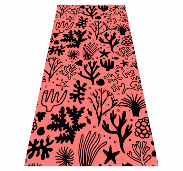 Alfombra vinílica dormitorio hojas australianas rojas y negras - TenVinilo