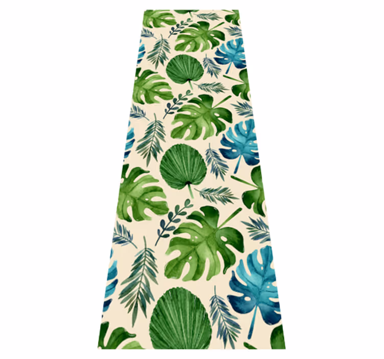 Alfombra vinílica dormitorio diseño hojas verdes tropicales - TenVinilo