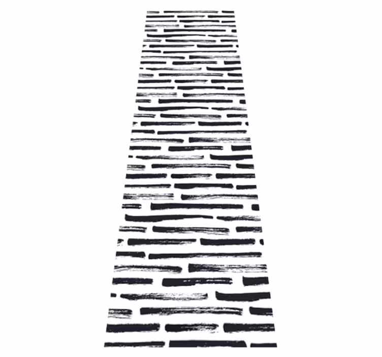 Alfombra vinílica dormitorio líneas negras vintage sobre blanco - TenVinilo