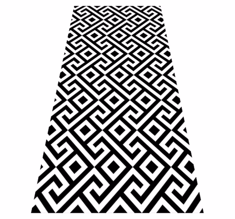 Alfombra vinílica nórdica de patrón geométrico en blanco y negro - TenVinilo