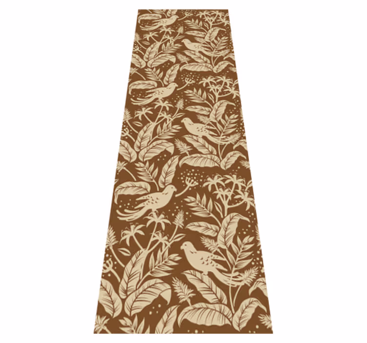 Alfombra vinílica nórdica aves doradas y marrones - TenVinilo