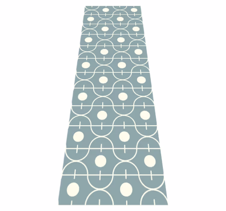 Alfombra vinílica nórdica patrón azul japandi líneas geométricas - TenVinilo