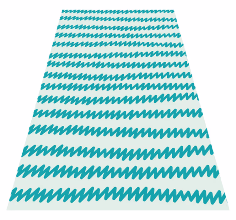 Alfombra vinílica nórdica zig zag blanco y aguamarina - TenVinilo