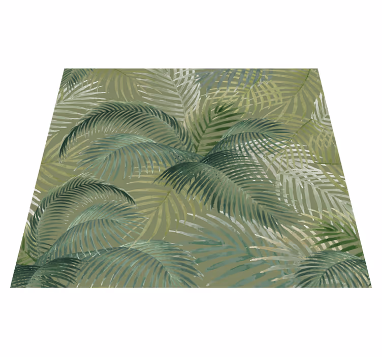 Alfombra vinílica naturaleza patrón hojas verdes - TenVinilo