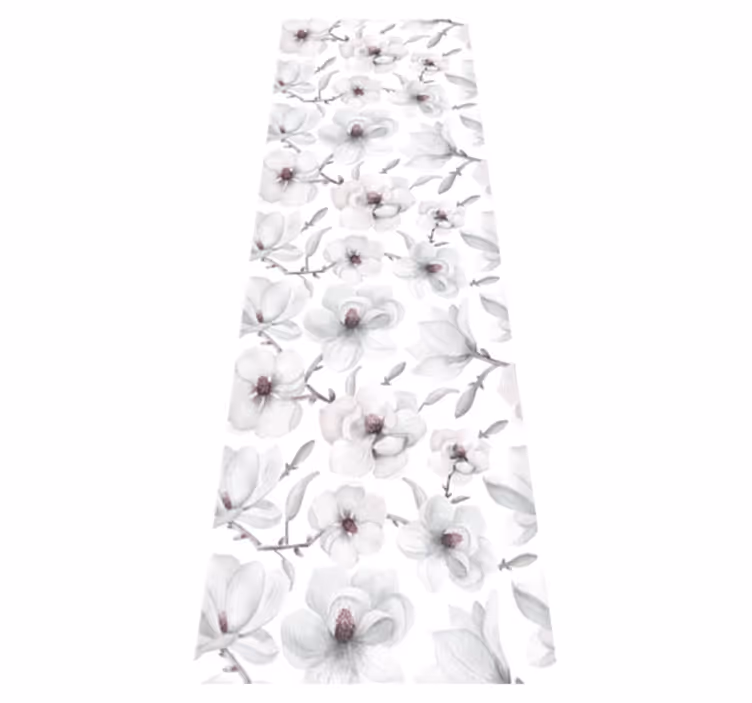 Alfombra vinílica naturaleza rama elegante con flor de magnolia - TenVinilo