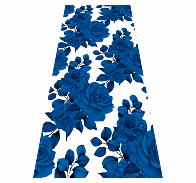 Alfombra vinílica naturaleza flores azules nostalgia - TenVinilo