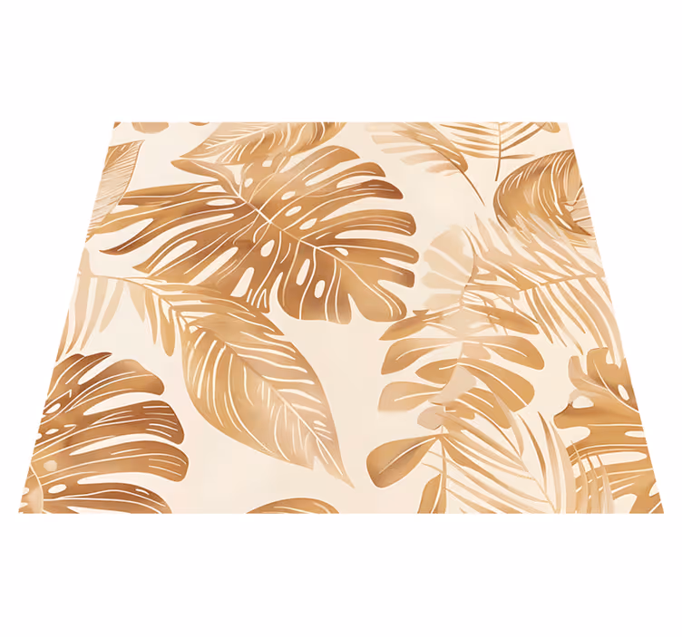Alfombra vinílica naturaleza patrón hojas grandes beige - TenVinilo