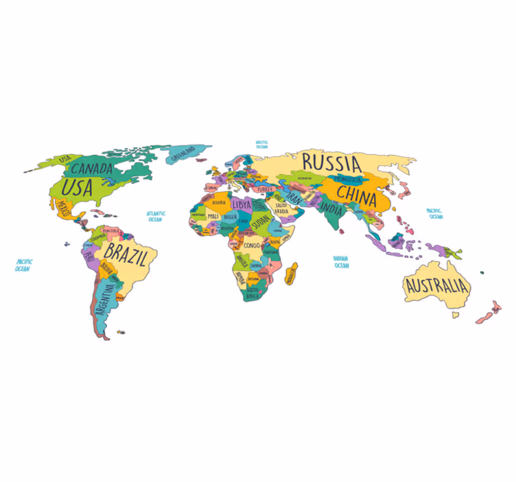Alfombra vinílica mapamundi mapa político mundial - TenVinilo