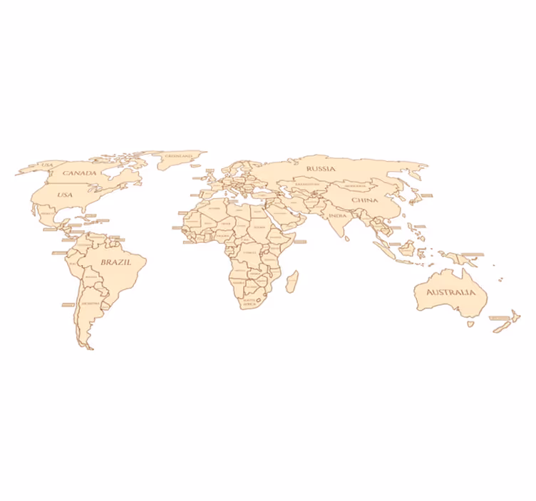 Alfombra vinílica mapamundi nombres de países - TenVinilo