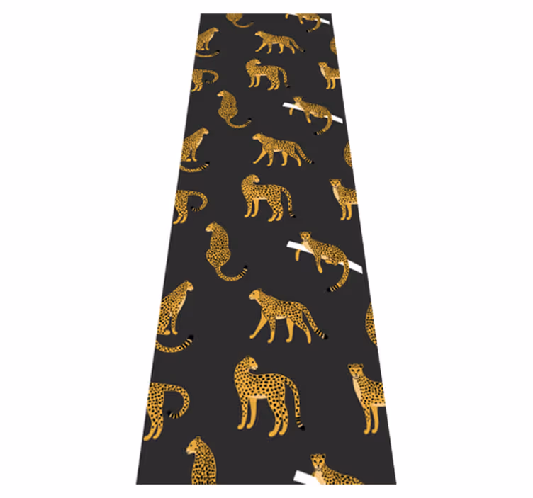 Alfombra vinílica animales leopardo sobre fondo oscuro - TenVinilo